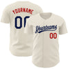 Maxcorners Custom Cream Navy-Red Authentic Baseball Jersey LM2605