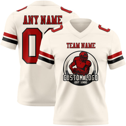 Maxcorners Custom Cream Red-Black Authentic Football Jersey LM2605