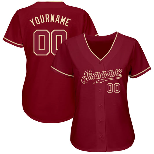 Maxcorners Custom Crimson Crimson-Cream Authentic Baseball Jersey LM2605