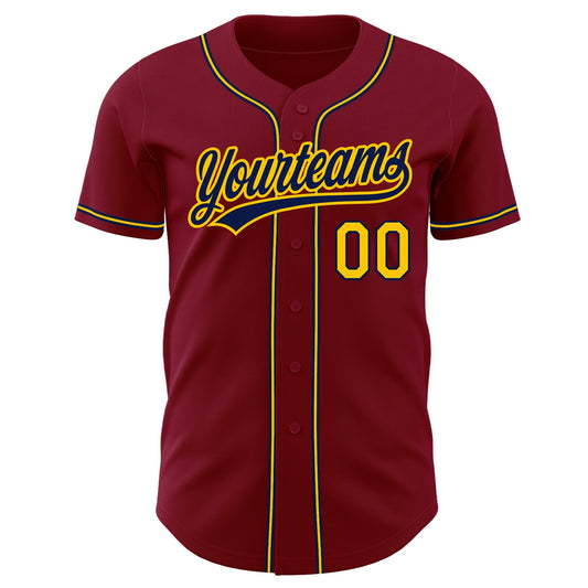 Maxcorners Custom Crimson Gold-Navy Authentic Baseball Jersey LM2605