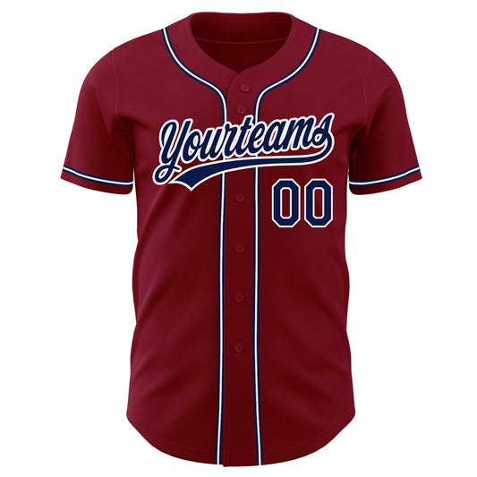 Maxcorners Custom Crimson Navy-White Authentic Baseball Jersey LM2605