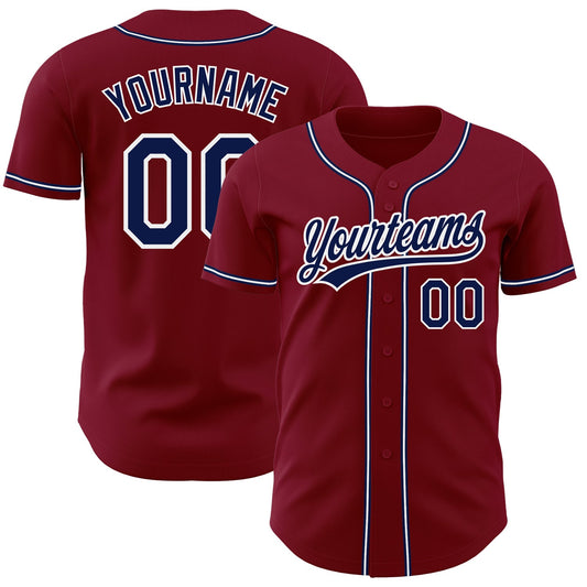 Maxcorners Custom Crimson Navy-White Authentic Baseball Jersey LM2605