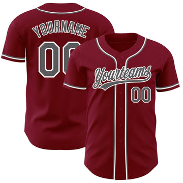 Maxcorners Custom Crimson Steel Gray-White Authentic Baseball Jersey LM2605