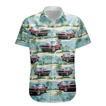 Maxcorners Personalized Car Hawaiian Shirt, "Beach Palm Tree Vintage" Custom Photo Car Aloha Shirts