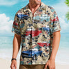 Maxcorners Personalized Vintage Car Hawaiian Shirt "Route 66 and America Map" Custom Photo Car Aloha Shirts