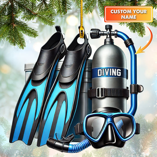 Maxcorners Custom Name Ornament Scuba Diving Equipment, Home Decor Gift For Diver Lovers LM2111