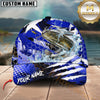 Maxcorners Fishing Blue Geometric Splash Personalized Name 3D Cap (12 Fish Species)