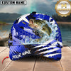 Maxcorners Fishing Blue Geometric Splash Personalized Name 3D Cap (12 Fish Species)