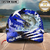 Maxcorners Fishing Blue Geometric Splash Personalized Name 3D Cap (12 Fish Species)