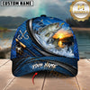 Maxcorners Fishing Sunset Splash Personalized Name 3D Cap (12 Fish Species)