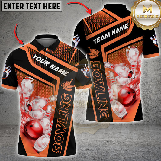 Maxcorners Bowling Geometric Bowling Ball And Pins Multicolor Customized Name, Team Name 3D Shirts
