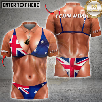 Maxcorners Funny Australia Flag Sexy Bikini Body Illusion Personalized Name 3D Unisex Shirt