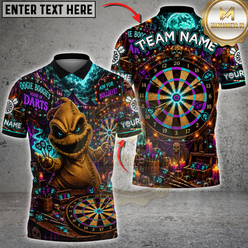 Maxcorners Darts & Halloween Pumpkin Dartboard Haunted House Graphic Multicolor Customized Name, Team Name 3D Shirts