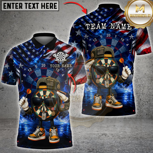 Maxcorners Darts American Flag Funny Dartboard Character Multicolor Customized Name, Team Name 3D Shirts