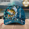 Maxcorners Jumping Fish & Blue Fish Scale Pattern Personalized Name 3D Cap