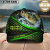 Maxcorners Fishing Green Scale Water Splash Lure Personalized Name 3D Cap (12 Fish Species)
