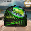 Maxcorners Fishing Green Scale Water Splash Lure Personalized Name 3D Cap (12 Fish Species)