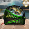 Maxcorners Fishing Green Scale Water Splash Lure Personalized Name 3D Cap (12 Fish Species)