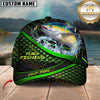 Maxcorners Fishing Green Scale Water Splash Lure Personalized Name 3D Cap (12 Fish Species)