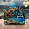 Maxcorners Fishing Underwater Scene & Fish Scale Pattern Personalized Name 3D Cap
