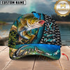 Maxcorners Fishing Underwater Scene & Fish Scale Pattern Personalized Name 3D Cap