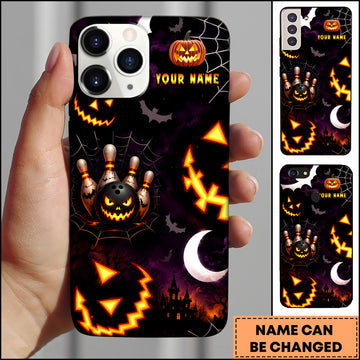 Maxcorners Bowling Halloween Pumpkin Personalized Name 3D Phone Case