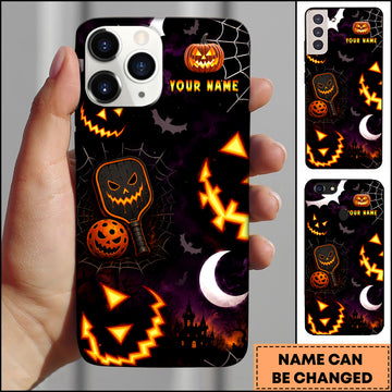 Maxcorners Pickleball Halloween Pumpkin Paddle Personalized Name 3D Phone Case