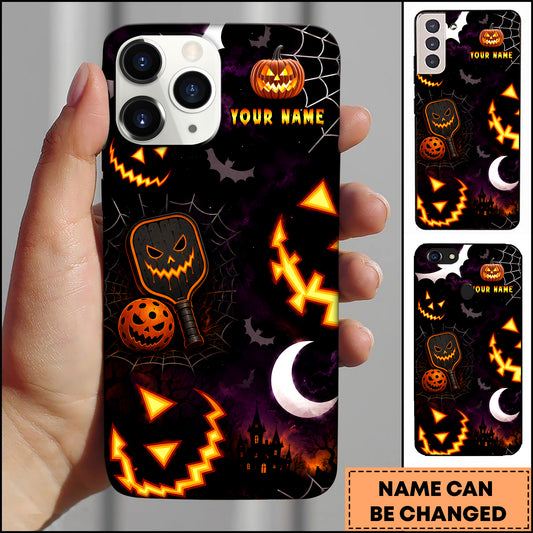 Maxcorners Pickleball Halloween Pumpkin Paddle Personalized Name 3D Phone Case