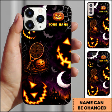 Maxcorners Tennis Halloween Pumpkin Racket Personalized Name 3D Phone Case