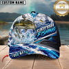 Maxcorners Fishing Ocean Boat Jumping Fish Water Splash Graphic Customized Name 3D Cap