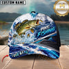 Maxcorners Fishing Ocean Boat Jumping Fish Water Splash Graphic Customized Name 3D Cap