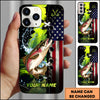Maxcorners Fishing American Flag And Fishing Hooks Personalized Name 3D Phone Case (13 Fish Species)