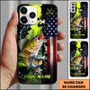 Maxcorners Fishing American Flag And Fishing Hooks Personalized Name 3D Phone Case (13 Fish Species)