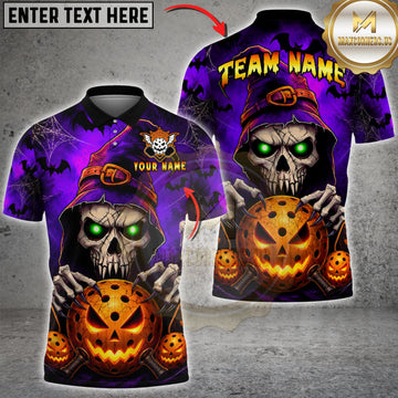 Maxcorners Pickleball Halloween Grim Reaper Jack-O’-Lantern Pickleball Personalized Name 3D Unisex Shirt