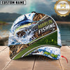 Maxcorners Fishing Jumping Fish Water Splash Reeds Heartbeat Line Graphic Artwork Customized Name 3D Cap