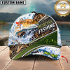 Maxcorners Fishing Jumping Fish Water Splash Reeds Heartbeat Line Graphic Artwork Customized Name 3D Cap