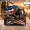 Maxcorners Hunting Patriotic American Flag, Forest Sunset Landscape Multi Animals Customized Name 3D Cap