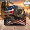 Maxcorners Hunting Patriotic American Flag, Forest Sunset Landscape Multi Animals Customized Name 3D Cap