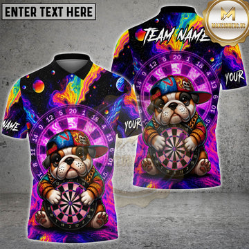 Maxcorners Darts Hip Hop Bulldog Multicolor Customized Name, Team Name 3D Shirts