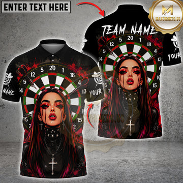 Maxcorners Darts Gothic Queen Dartboard Cross Multicolor Customized Name, Team Name 3D Shirts