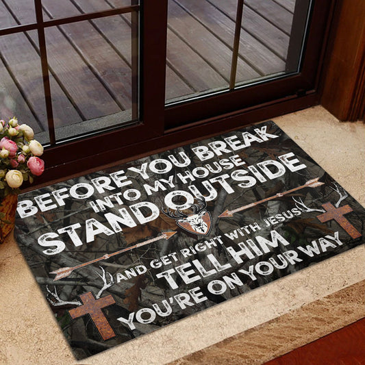 Maxcorners Hunting Rubber Doormat, Hunting Before you break into my house stand outside Welcome Doormat, Indoor Outdoor Door Mat, Home Decor LM1611