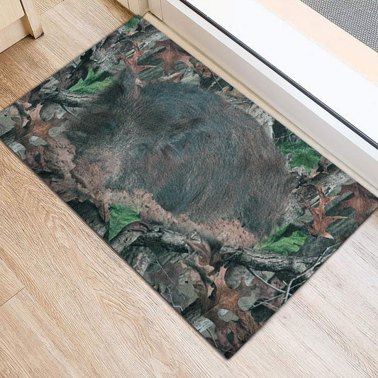 Maxcorners Hunting Rubber Doormat, Hunting Boar Hunts And Hog Camo Pattern Welcome Doormat, Indoor Outdoor Door Mat, Home Decor LM1611