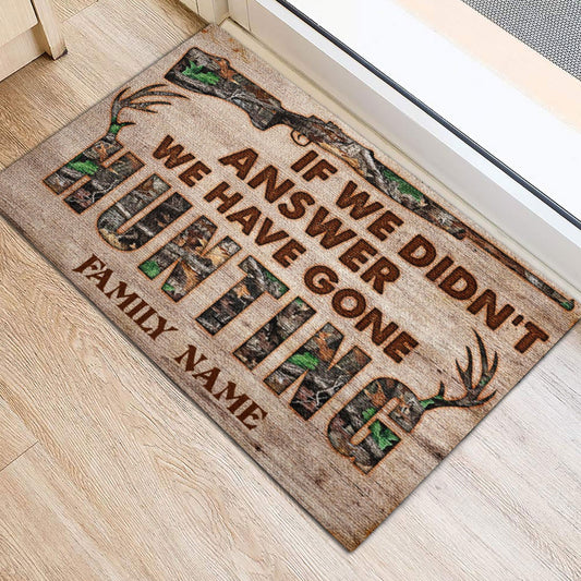 Maxcorners Personalized Hunting Rubber Doormat, Hunting If We Didn't Andswer Hunting Welcome Doormat, Custom Name Indoor Outdoor Door Mat, Home Decor LM1611