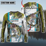 Maxcorners Bass Fishing Blue Line Skin Fish Pattern Sun Protection Personalized Name And Team Name Long Sweat Shirt