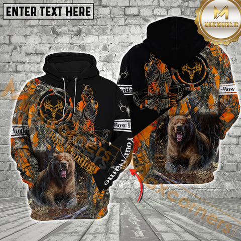 Maxcorners Bear Hunting Orange Camo Reaper Pattern  Custom Name Shirt 3D All Over Printed Clothes