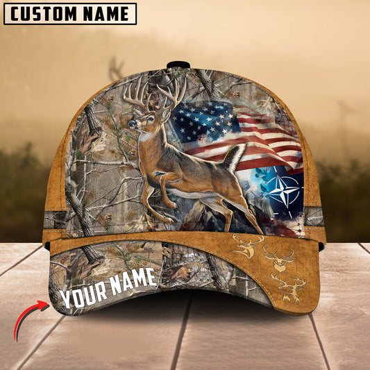 Maxcorners Deer Hunting USA Flag Personalized Cap 3D Printed Multicolor (6 colors)