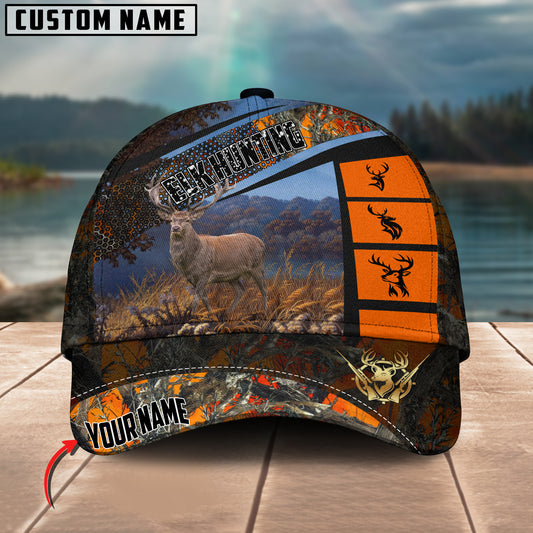 Maxcorners Elk Hunting Spot Pattern Multicolor Personalized Name 3D Cap (2 colors)