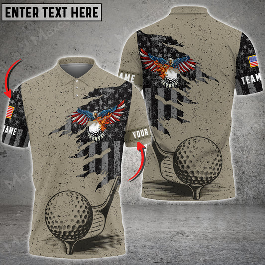 Max Corner Customized Name Retro US Flag Golf Ball Multicolor Sport Jersey Pattern Custom 3D Polo Shirt