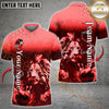 Maxcorners Bowling Ball & Pins Flame Pattern Jersey Style Personalized Name, Team Name 3D Polo Shirt (4 Colors)