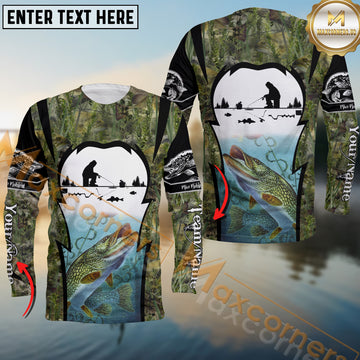 Maxcorners Pike Fishing Skinfish Camouflage Pattern Sport Custom Name & Team Name 3D Shirts